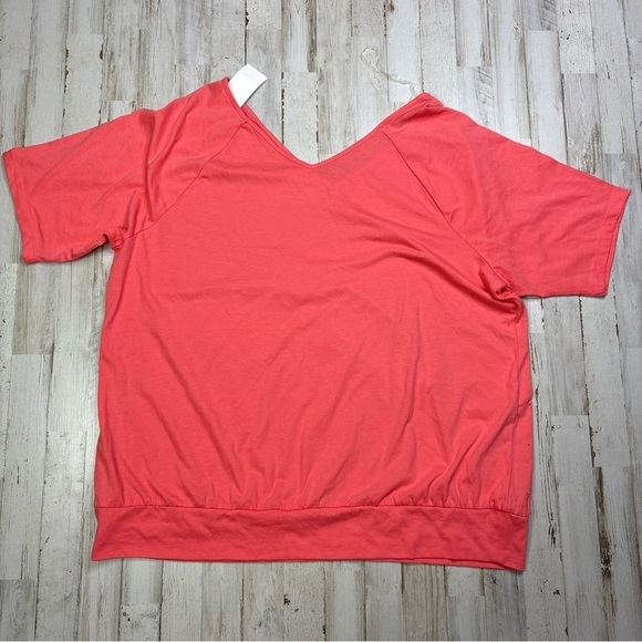 Lane Bryant Relaxed Fit Coral Pink Short Sleeve Beaded Shirt Size 22/24 - Picture 15 of 15